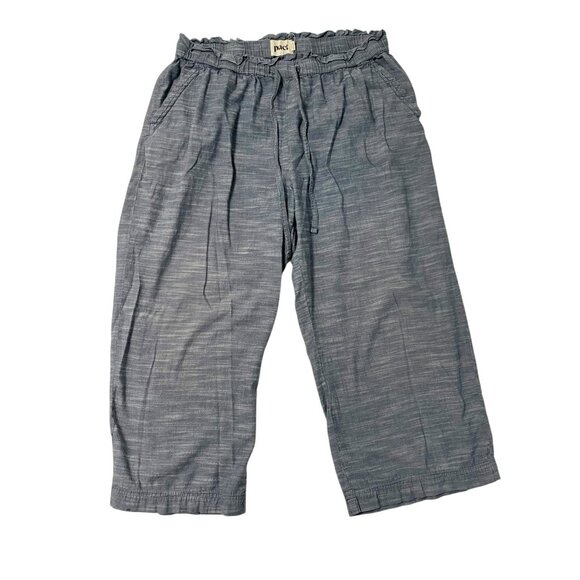 PACT Wide-Leg Cropped Chambray Organic Cotton Pull-On Pants Blue size Large - Picture 1 of 7